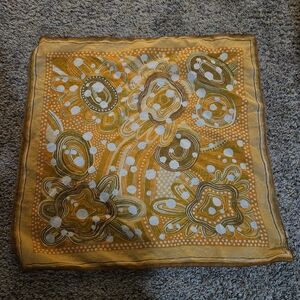 Vintage Mustard Yellow Floral Print Scarf